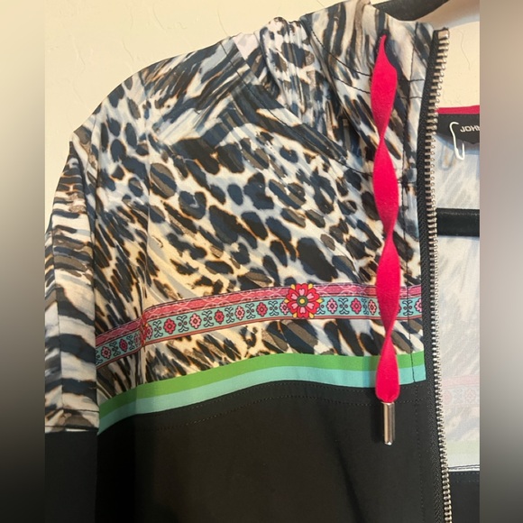 JOHNNY WAS Black Bee Active Full-Zip Hoodie windbreaker Jacket size Large - Picture 6 of 8